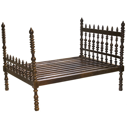 Handcarved Wood Antique Bed